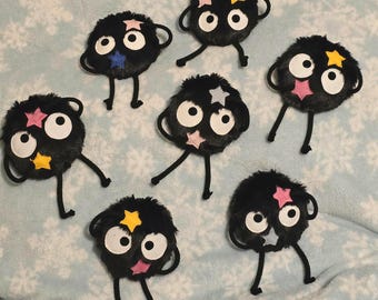 Plush Soot sprite keyring, keychain, bag charm, gift, cute plushie.