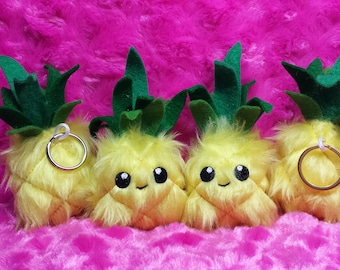 Plush pineapple keyring, keychain, bag charm, gift, cute plushie.