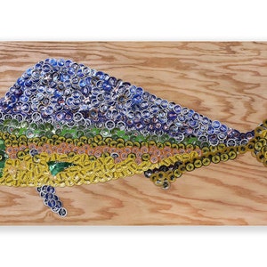 Dolphin Fish Beer Cap  Art, Signed Original, 48&quot; x 24&quot;