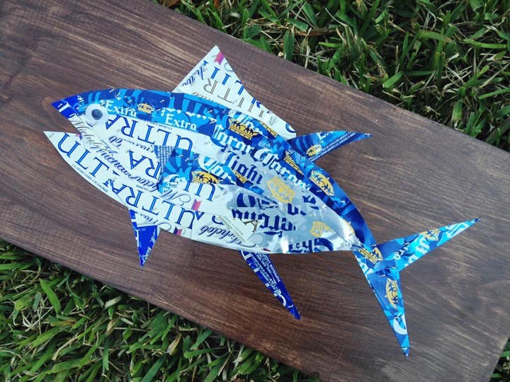 Tuna Fish Beer Can Art 24 x 11 mounted on Etsy