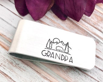 Mountain Range Wilderness Scene Money Clip Personalized Cash Wallet Grandpa Dad Uncle Son Brother Godfather  Father's Day Gift Wedding Party