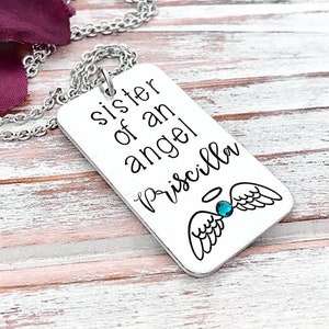 Sister Of An Angel Necklace Infant Pregnancy Loss Memorial Necklace Baby Keepsake Miscarriage Pendant Grief Grieving Sister Sibling Gift image 1