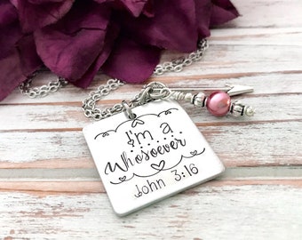 Im A Whosoever John 3:16 Bible Verse Necklace Arrow Unique Faith Gift For Her