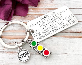 Thank You For Keeping Us Safe School Bus Driver Teacher Appreciation Week Stop Sign Traffic Light Keychain Back To End of School Gift