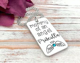 Mommy Of An Angel Necklace Infant Pregnancy Loss Memorial Necklace Baby Keepsake Miscarriage Pendant Parent Grief Grieving Mother Gift
