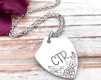 CTR Shield Pendant Choose The Right LDS Mormon Baptism Missionary Necklace