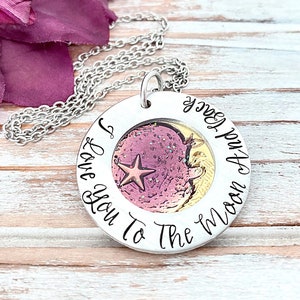 I Love You To The Moon and Back Celestial Star Pendant Mother Gift Grandma Necklace