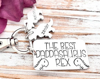 The Best Dadasaurus Rex Keychain Papasaurus T-Rex Personalized Baby Dinosaur Gift For Dad Uncle From Kids Father's Day Daddy Keys Dino Charm