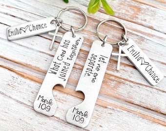 What God Has Joined Together Let No One Separate Mark 10:9 Personalized Keychain Set For Couples Unique Wedding Anniversary Gift