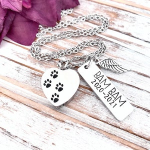 Personalized Pet Urn Pendant Hand Stamped Cremation Paw Print Heart Necklace In Memory Loss of Dog Grieving Furbaby Keepsake image 1