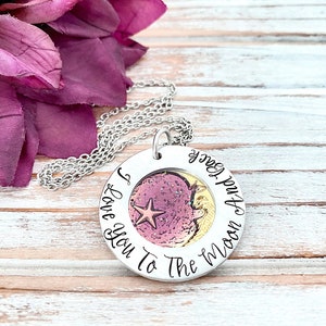 Ich Liebe Dich Bis Zum Mond Und Zurück I Love You To The Moon and Back German Celestial Pendant Mother Gift Grandma Necklace image 8