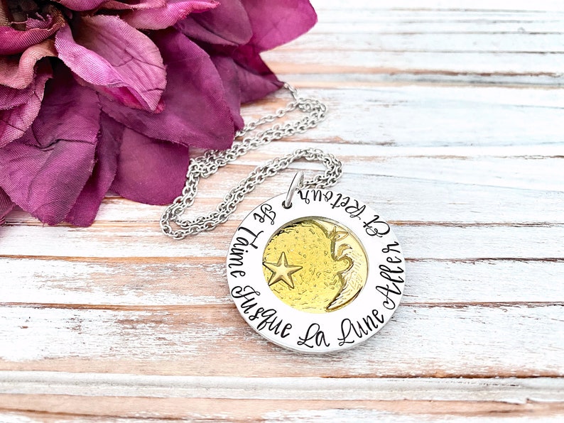 Ich Liebe Dich Bis Zum Mond Und Zurück I Love You To The Moon and Back German Celestial Pendant Mother Gift Grandma Necklace image 4