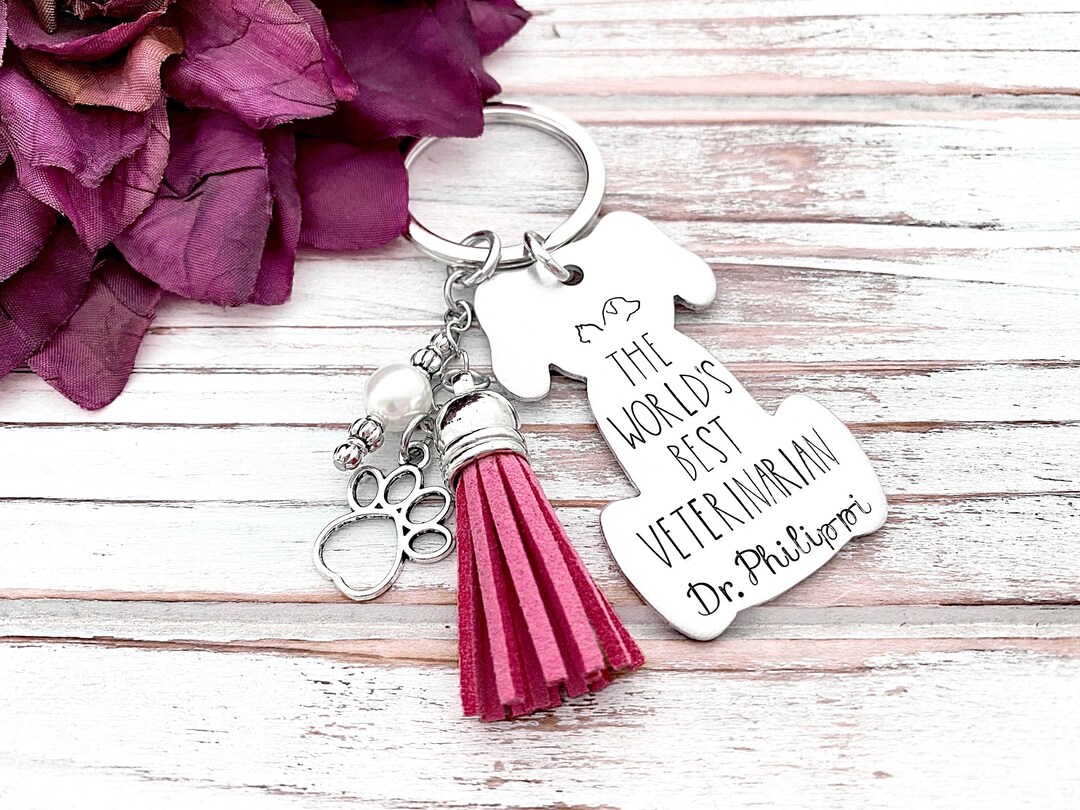Key Chain Veterinary The World’s Best Veterinarian Personalized Puppy Keychain Lanyard Purse ...