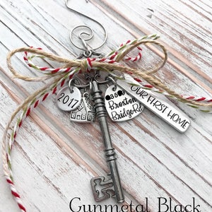 Home Sweet Home Custom Christmas Ornament House Family Housewarming Gift First New Home Hand Stamped Bronze Skeleton Key image 5