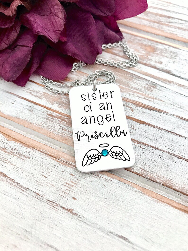 Sister Of An Angel Necklace Infant Pregnancy Loss Memorial Necklace Baby Keepsake Miscarriage Pendant Grief Grieving Sister Sibling Gift image 4