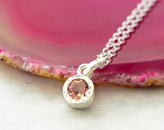 Pink Tourmaline Necklace Tourmaline Pendant October Birthstone Necklace for Mom Dainty Gemstone Necklace Pink Stone Necklace