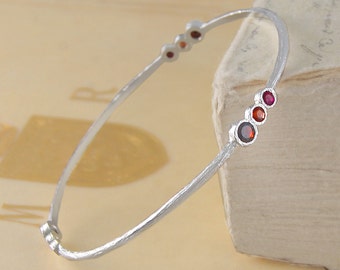 Ruby and Garnet Bracelet Sterling Silver Bangle Bracelet January Birthstone Bracelet for Mom Cuff Bracelet Stones Dainty Gold Bracelet