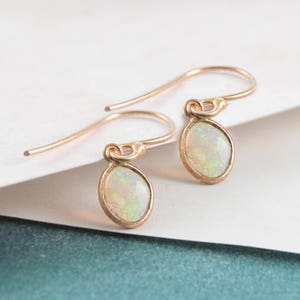 Ethiopian Opal October Birthstone Earrings Rose Gold