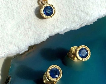 Sapphire Jewelry Set Gemstone Gift Set Sapphire Necklace Sapphire Earrings Sapphire Pendant Bridal Jewelry Set Gold Jewelry Set