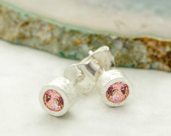 Pink Tourmaline Earrings October Birthstone Earrings for Mom Dainty Stud Earrings Set Pink Gemstone Earrings Tourmaline Studs