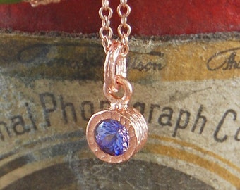 Rose Gold Tanzanite Necklace December Birthstone Necklace for Mom Tanzanite Pendant Dainty Rose Gold Gemstone Pendant Tanzanite Jewelry