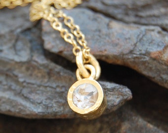 Simple Diamond Necklace Minimal Diamond Pendant 22k Gold | Etsy