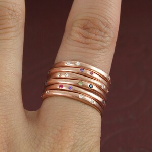 Rose Gold Birthstone Stacking Ring Gemstone Stacking Ring Gemstone Ring Simple Ring Thin Ring Designer Ring Ring Gift for Her image 3