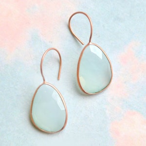 Aqua Chalcedony Earrings,Sterling Silver Earrings,Silver Gemstone Earrings,Birthstone Earrings,Silver Jewellery,Drop earrings,gemstone drops image 3