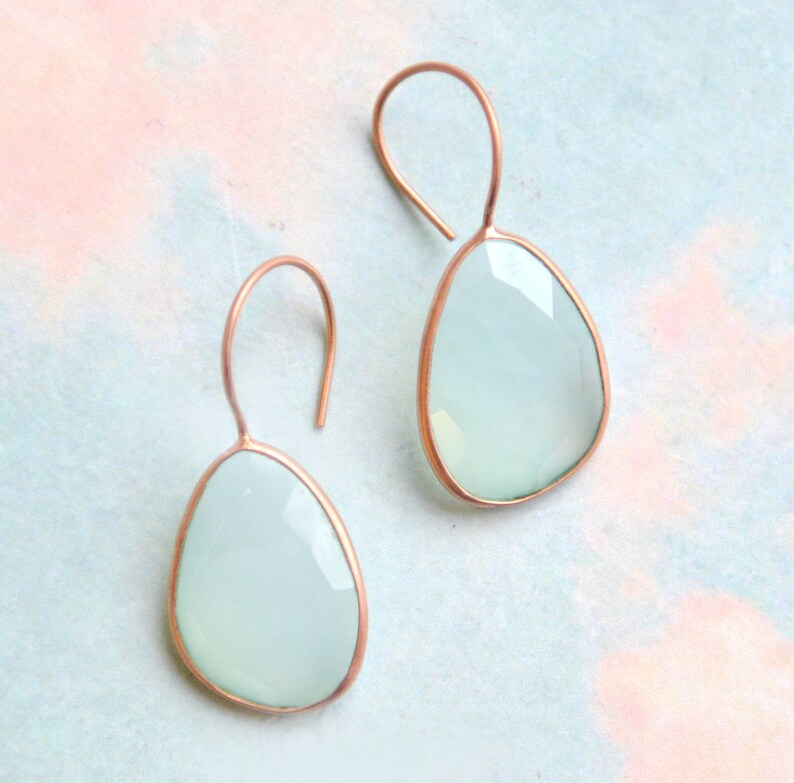 Aqua Chalcedony Earrings,Sterling Silver Earrings,Silver Gemstone Earrings,Birthstone Earrings,Silver Jewellery,Drop earrings,gemstone drops image 3