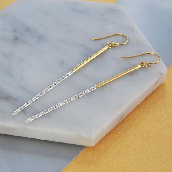 White Topaz Earrings,Long Gold Drop Earrings,Gemstone Drop Earrings,Gold Birthstone Earrings,Topaz Earrings,Statement Earrings,Gift For Her