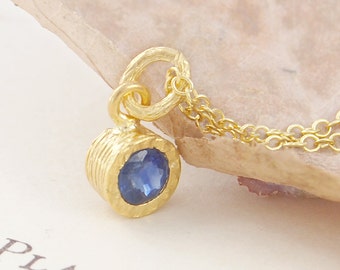 Blue Sapphire Necklace September Birthstone Necklace Sapphire Pendant Gold Gemstone Pendant Dainty Gold Necklace Valentines Day Gifts