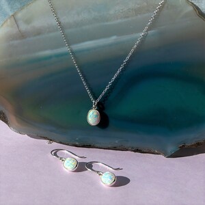 Ethiopian Opal October Birthstone Earrings and Pendant Jewelry Set