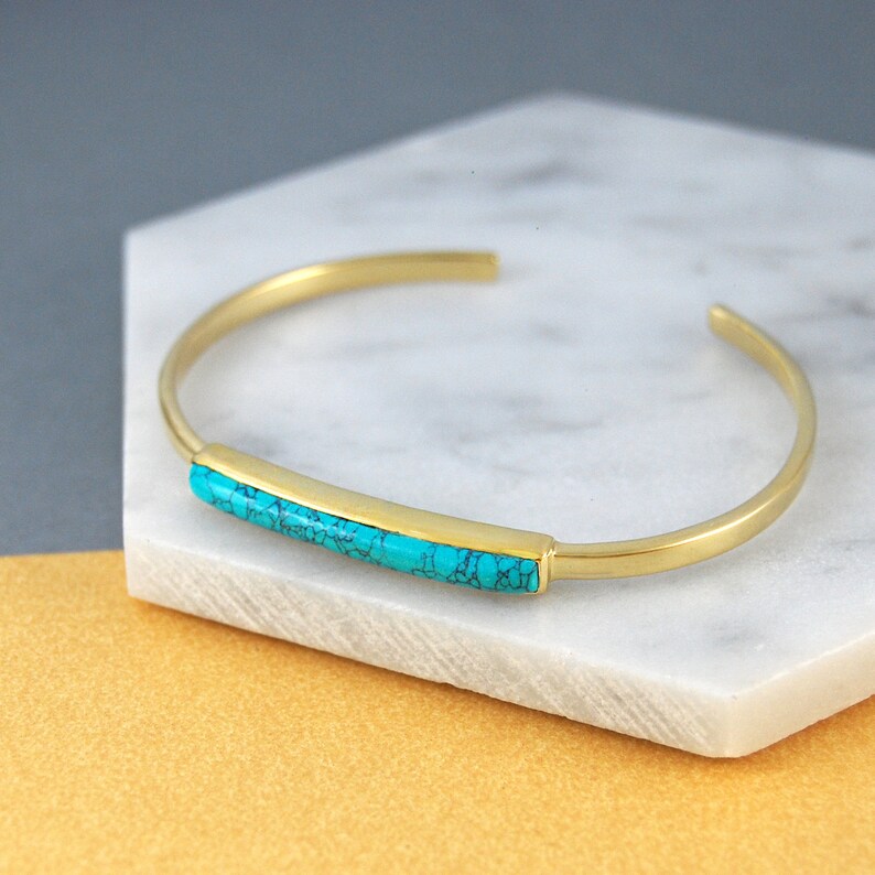 Turquoise December Birthstone Bangle Gold