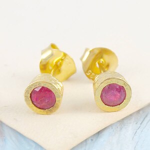 Ruby Stud Earrings Gold July Birthstone Earrings Dainty Gold Studs Pink Gemstone Earrings Valentines Day Gifts Earrings