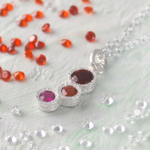 Ruby and Garnet Cluster Necklace Sterling Silver Gemstone Pendant January Birthstone Necklace image 1