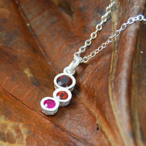 Ruby and Garnet Cluster Necklace Sterling Silver Gemstone Pendant January Birthstone Necklace Sterling Silver