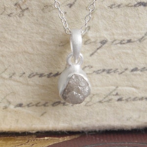 Rough Diamond Necklace Diamond Pendant Silver Gemstone Necklace Diamond Pendant Statement Necklace Diamond Necklace Raw Diamond image 2