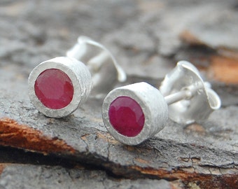 Ruby Stud Earrings July Birthstone Earrings Sterling Silver Gemstone Stud Earrings Set Pink Gemstone Earrings Valentines Day Gifts