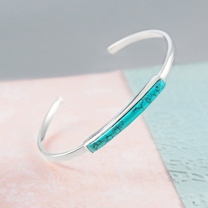 Sterling Silver Turquoise Bangle Bracelet by Embers Jewellery