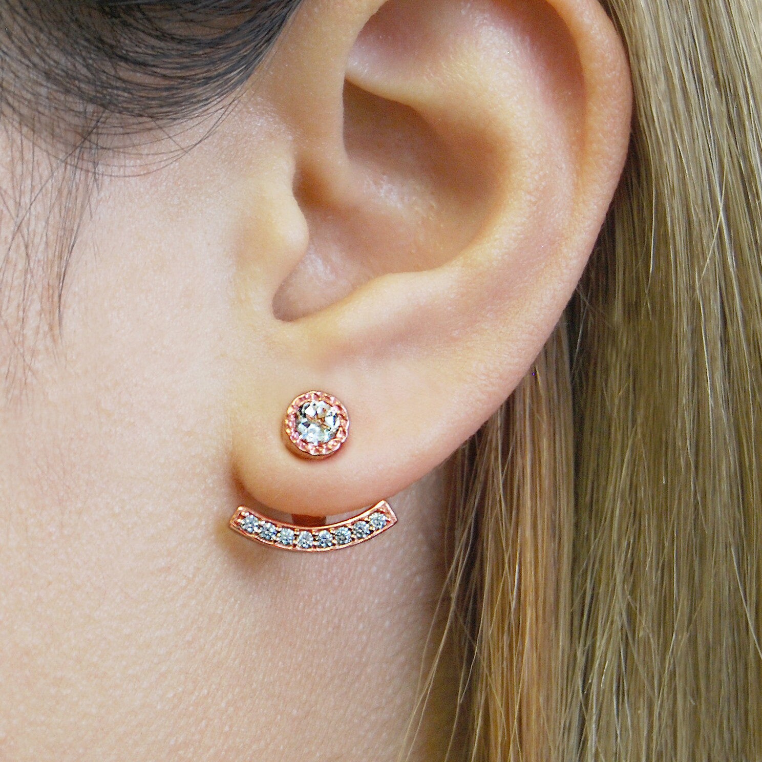 7.7 Carat Cubic Zirconia Ear Jacket Earrings | Erwin Pearl