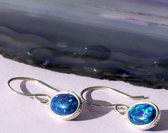 Black Opal October Birthstone Dangle Earrings Silver Drop Earrings Gemstone Earrings Anniversary Gift Bridesmaid Gift