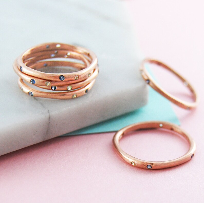 Rose Gold Birthstone Stacking Ring Gemstone Stacking Ring Gemstone Ring Simple Ring Thin Ring Designer Ring Ring Gift for Her image 2