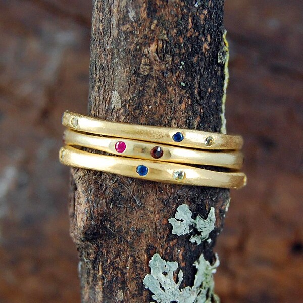 Gemstone Stacking Rings - Etsy