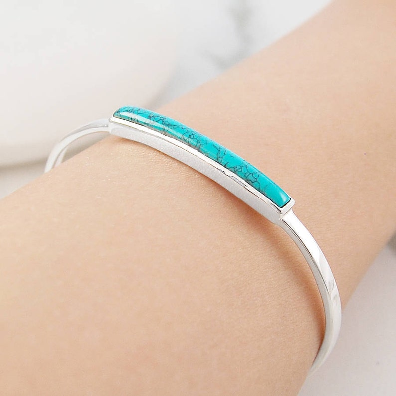 Sterling Silver Turquoise Bangle Bracelet for Women