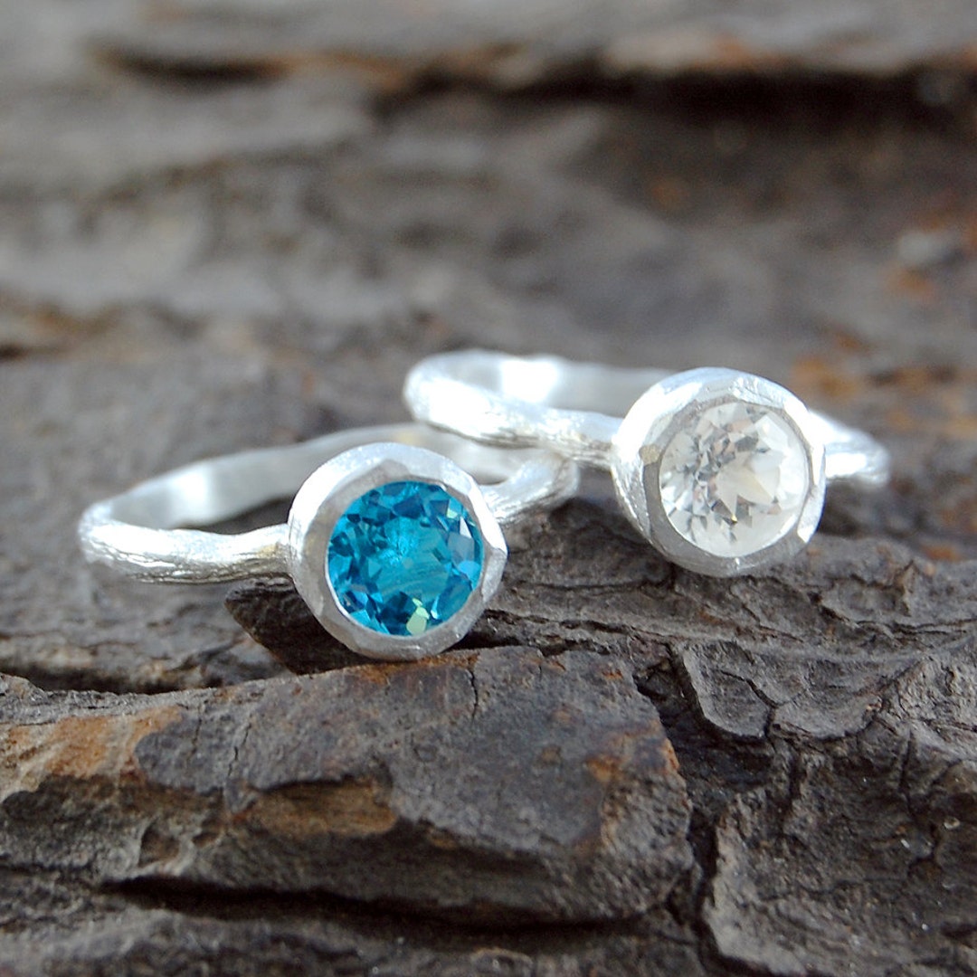 Topaz November Birthstone Ring, Sterling Silver Handmade Rings