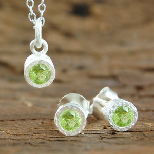 Peridot Jewelry Set Gemstone Necklace Peridot Stud Earring August Birthstone Pendant Sterling Silver Jewelry Set image 5