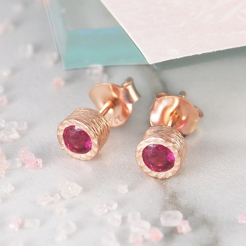 Red Gemstone Studs Real Ruby Earrings Studs Ruby Stud Earrings Natural Stones Gemstone Studs Rose Gold Studs Birthstone Earrings
