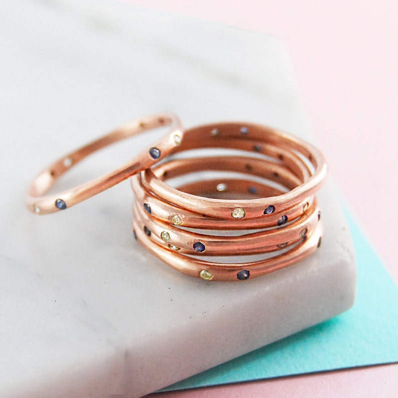 Rose Gold Birthstone Stacking Ring Gemstone Stacking Ring Gemstone Ring Simple Ring Thin Ring Designer Ring Ring Gift for Her image 1