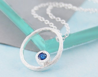 Blue Sapphire Necklace Sapphire Pendant Sterling Silver Pendant  September Birthstone Gift Gemstone Pendant Dainty Silver Necklace