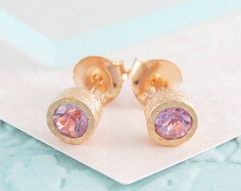 Amethyst Earrings Sterling Silver Stud Earrings Set Rose Dainty Gold Earrings February Birthstone Earrings Valentines Day Gift